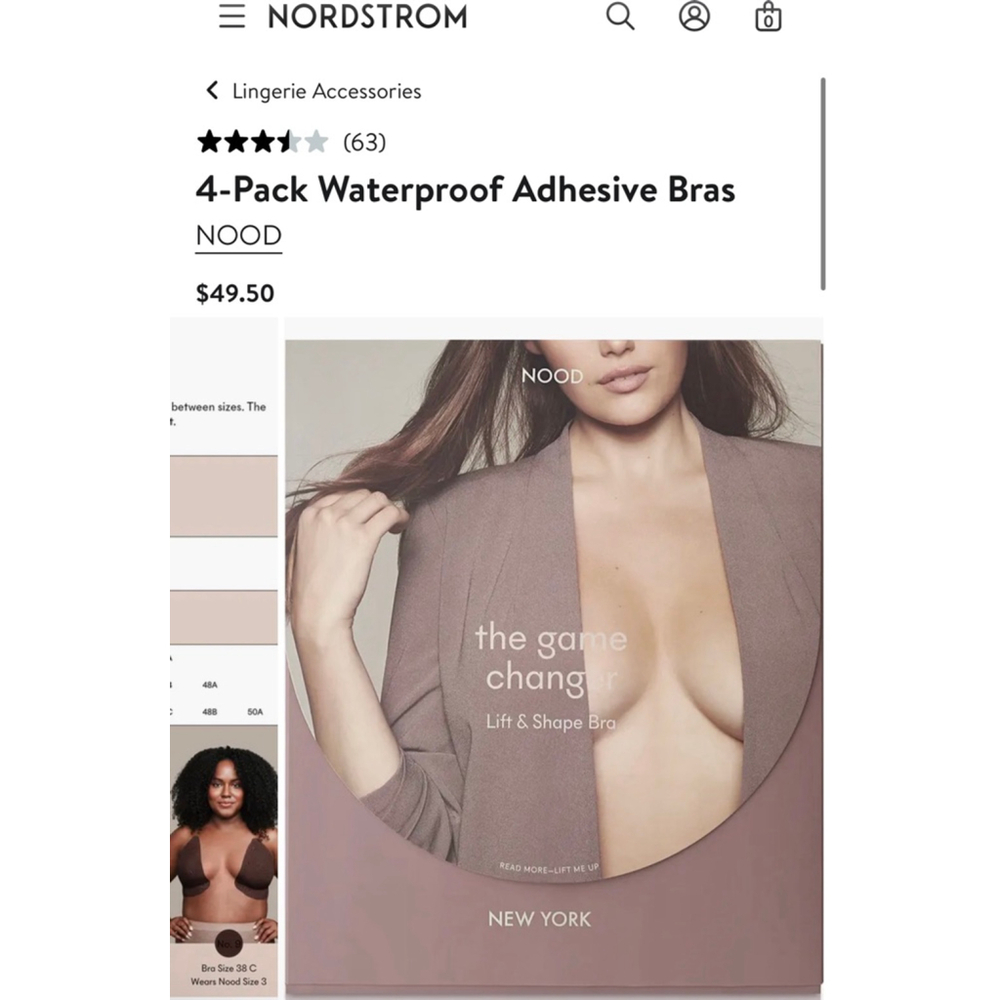 New Women's NOOD 4-Pack Waterproof Adhesive Bras Size 1 Buff